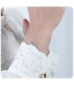 Blue Point Stone Silver Bracelet BRS-427